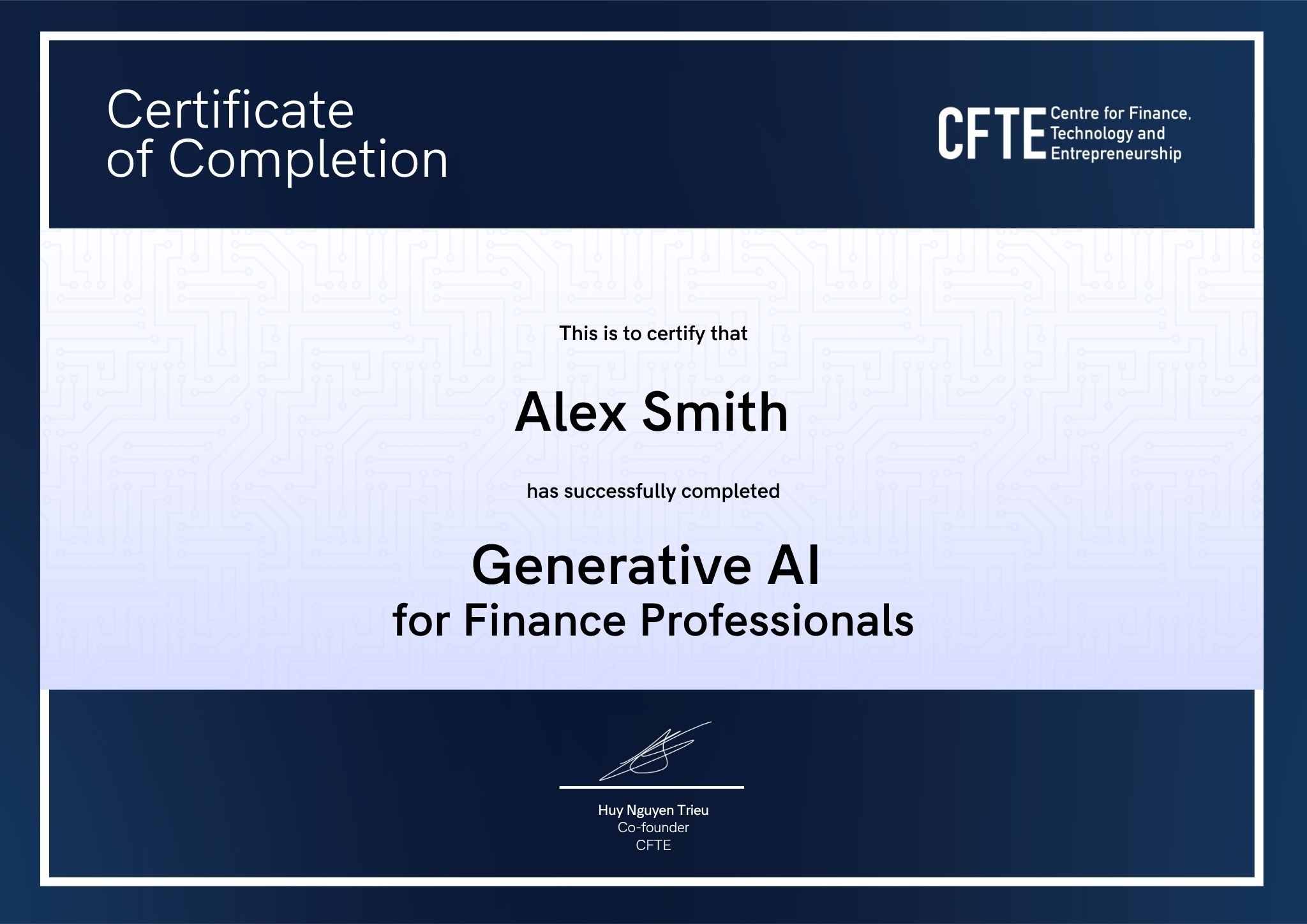 Generative AI for Finance Professionals certificate